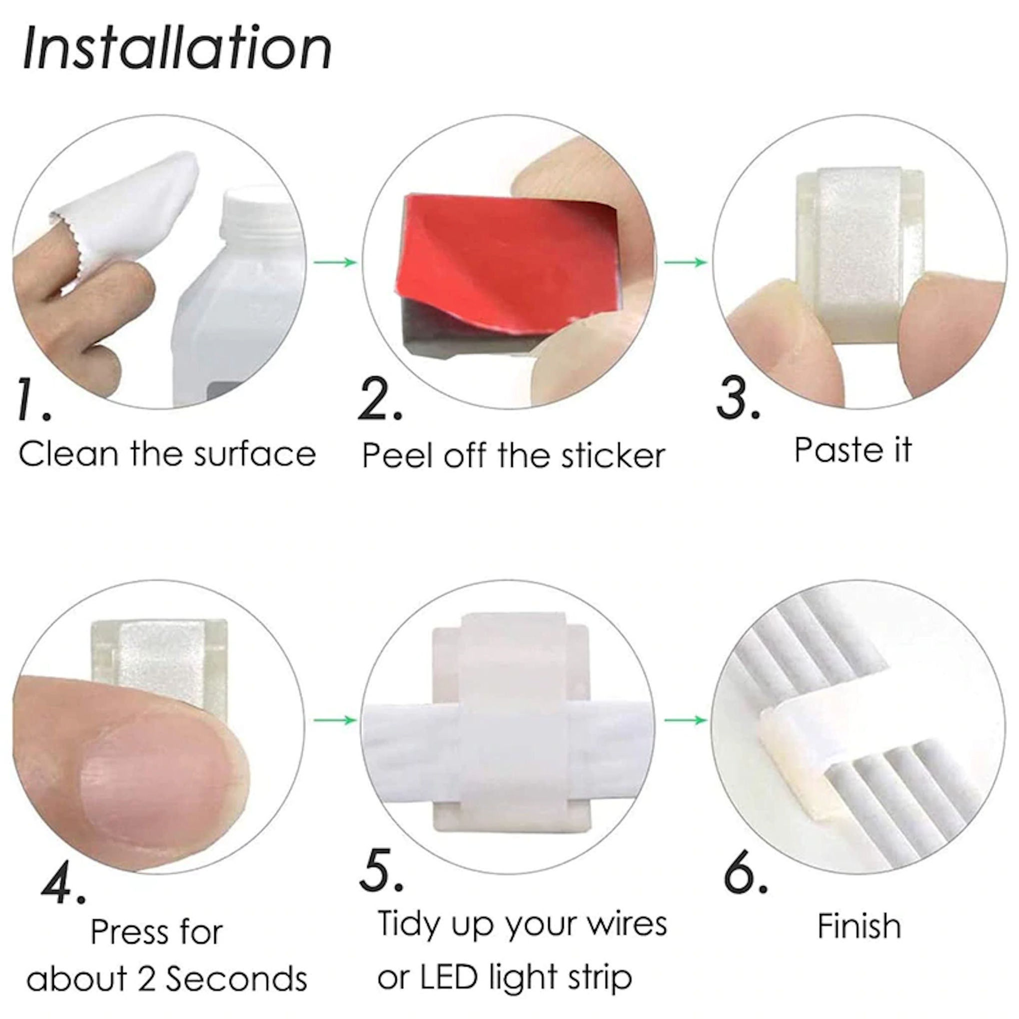 Self-Adhesive Cable Clips . LED Strip Light Mounting Clips